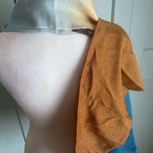 Hermes Ombre Gadient Large Shawl Blue Orange cashmere silk - Picture 8 of 12